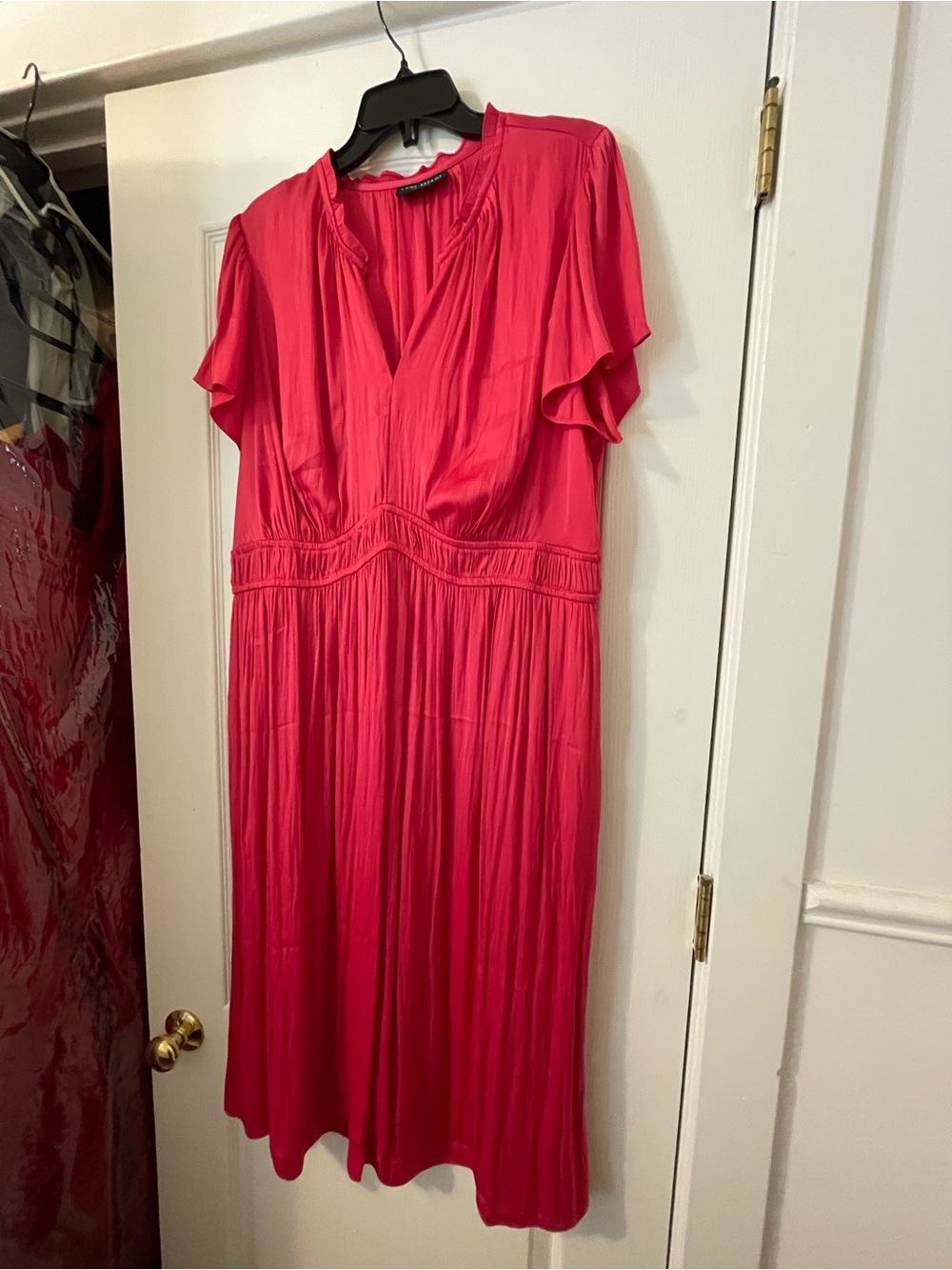 Lane Bryant Fuchsia V-Neck Midi Dress